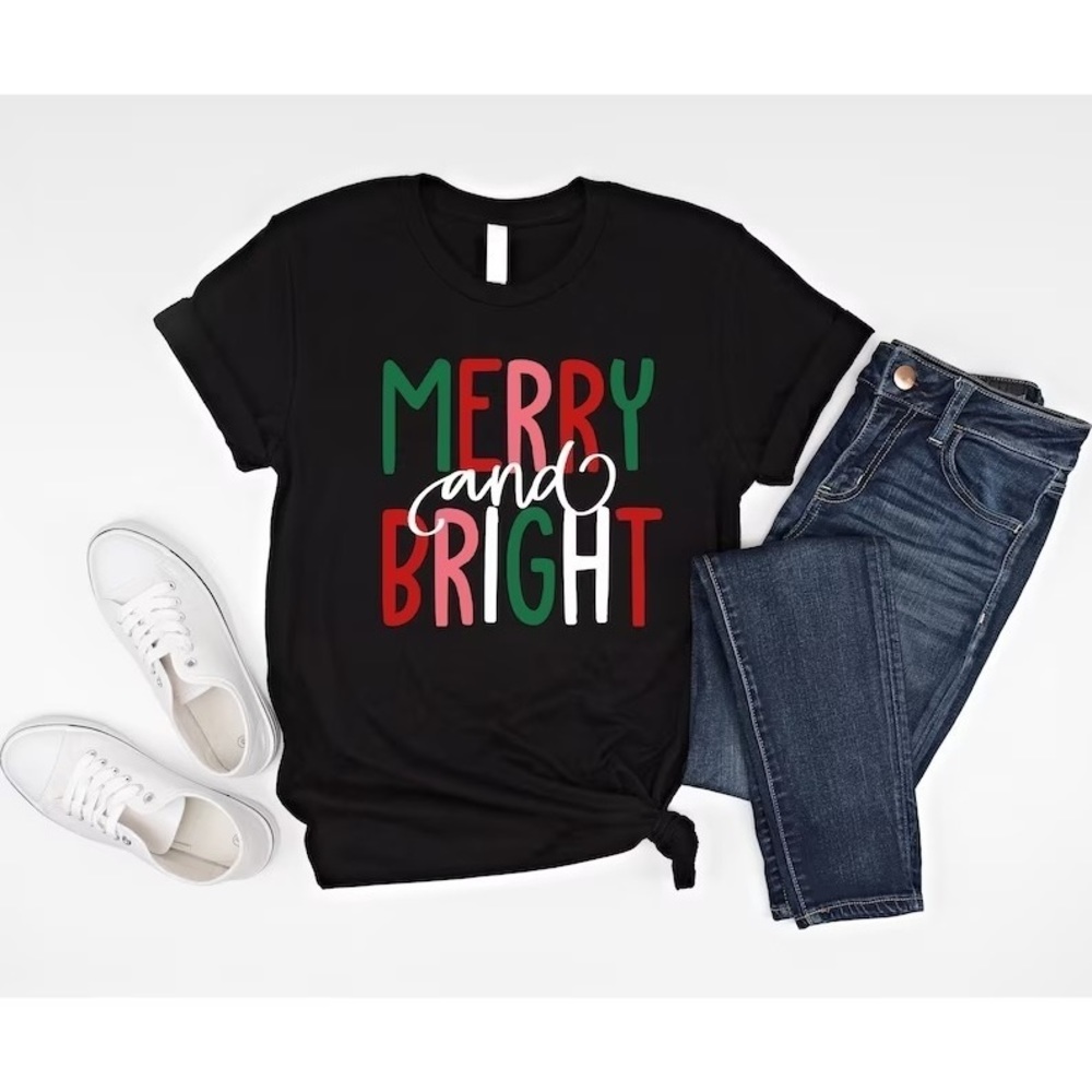 Merry And Bright Christmas Tee, Christmas Gifts, Beautiful Gift For Xmas
